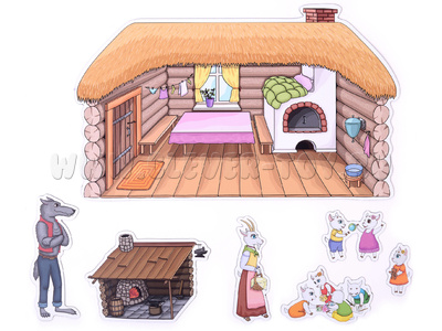 Набор магнитных карточек Волк и семеро козлят