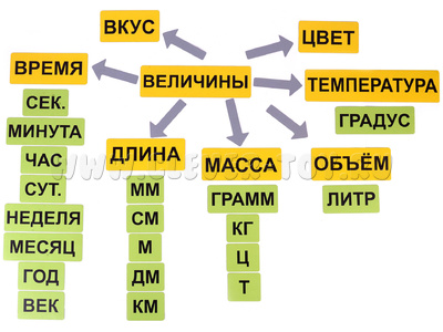 Набор магнитных карточек "Величины"*