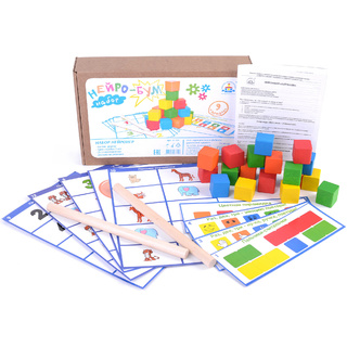 Набор нейроигр (20 деревянных кубиков, карточки с заданиями)