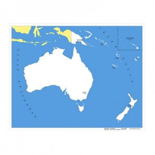 Контурная карта Океании - столицы